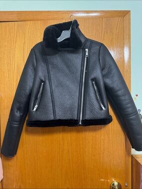 Women’s Black Faux Shearling Moto Jacket